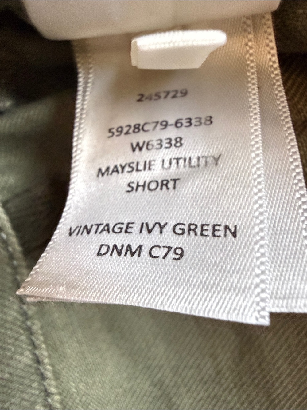 PAIGE Women’s Maisley Utility Washed Olive High-Rise Frayed Hem Shorts Size 26 - Picture 16 of 16